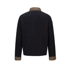 college-style patchwork collar cable-knit pullover sweater for men